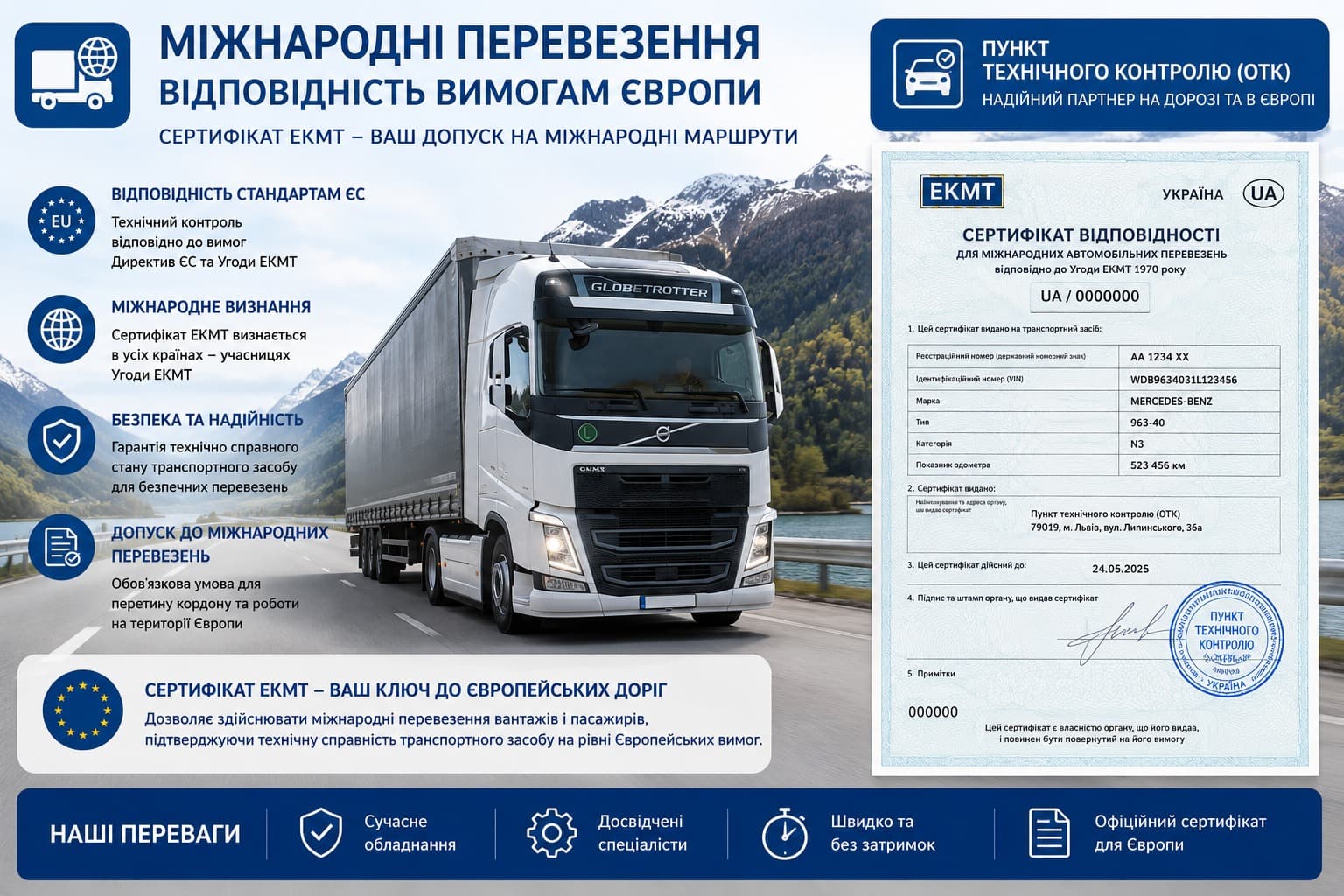 Сертифікат ЄКМТ для міжнародних автоперевізників